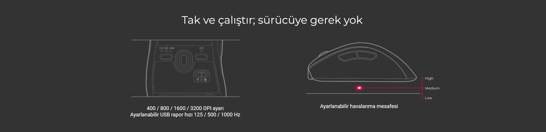 ZOWIE EC3-DW | 4K Kablosuz Mouse 10 Tutuş Detay 6