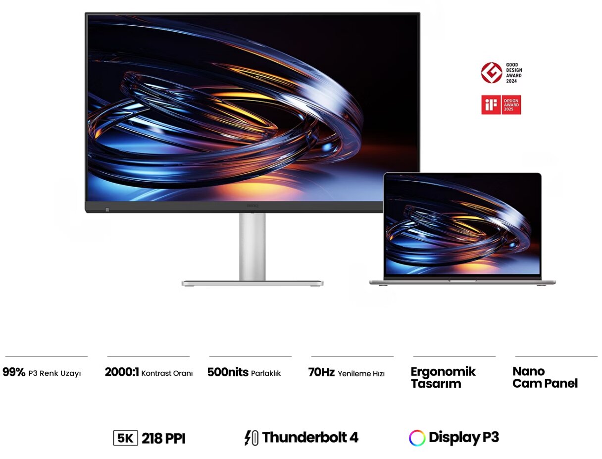 BenQ MA270S | 27" 5K Nano Gloss Monitör Thunderbolt 4 1 BenQ MA270S 5K Monitör