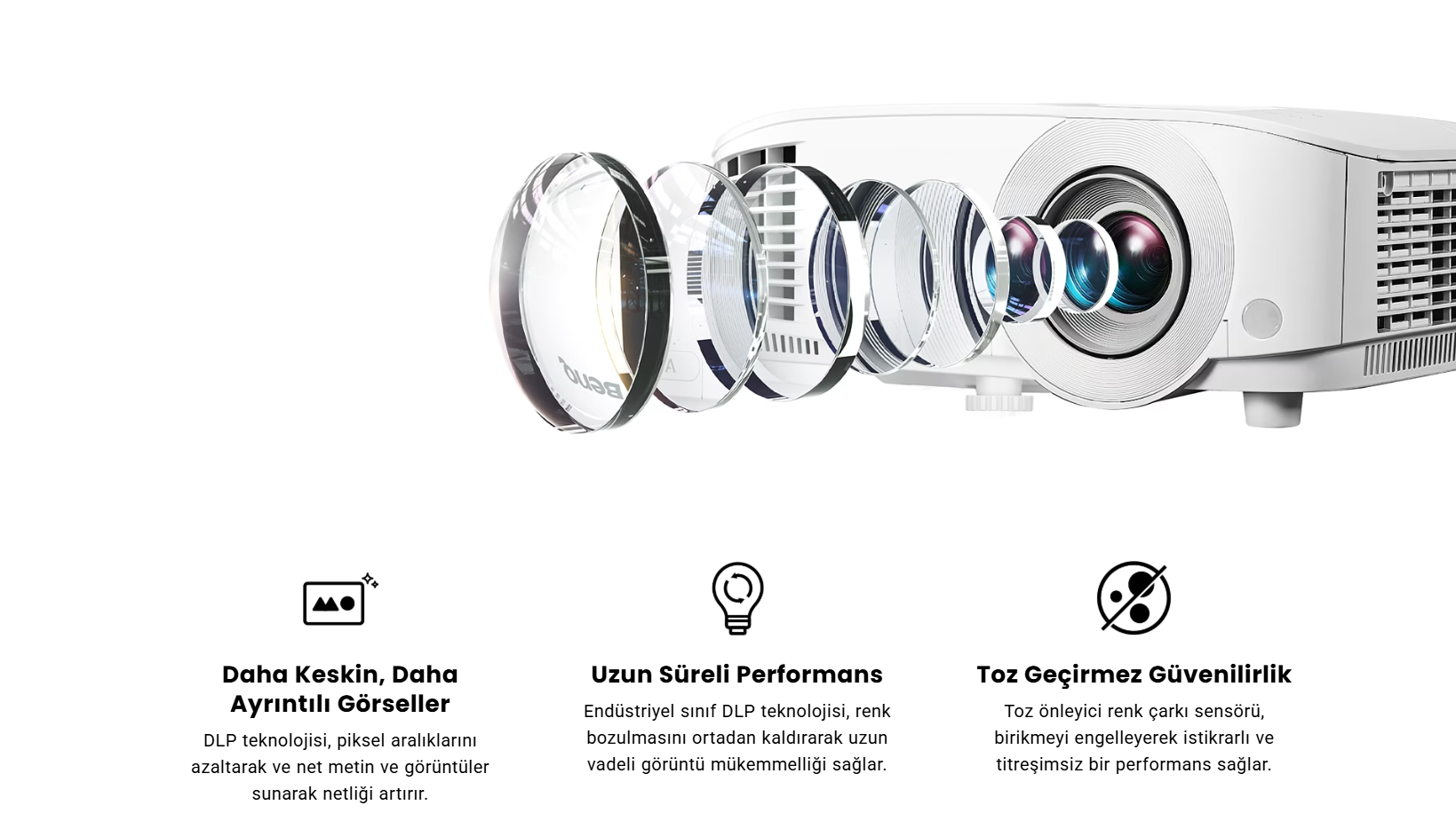BenQ MX560C | XGA 4000 Lumens 20,000:1 3D DLP Projektör 6 Hassas Cam Optikler