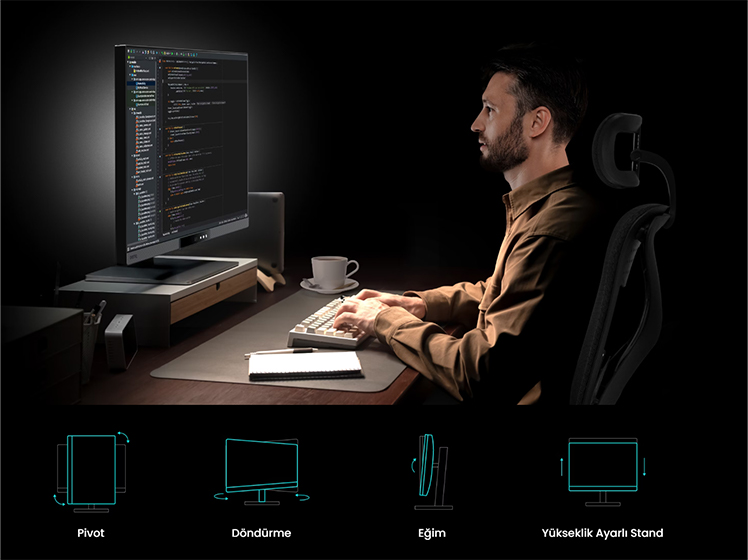 BenQ RD280UG|28” 4K+ 120Hz MoonHalo Arka Aydınlatmalı Programlama Monitörü 4 Ergonomi ve Sağlık